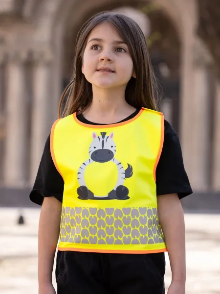 Gilet sicurezza bambino 120 g/m² personalizzabile Korntex Children's Safety Vest Funtastic Wildlife Zebra