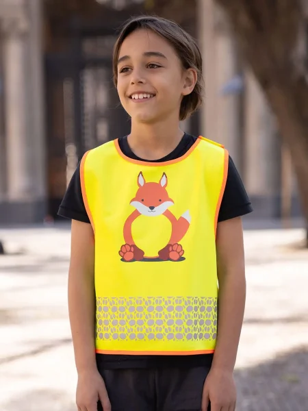 Gilet sicurezza bambino 120 g/m ²personalizzabile Korntex Children's Safety Vest Funtastic Wildlife Fox