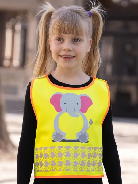 Gilet sicurezza bambino 120 g/m² personalizzabile Korntex Children's Safety Vest Funtastic Wildlife Elephant