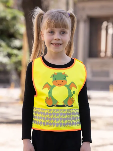 Gilet di sicurezza bambino 120 g/m² personalizzabile Korntex Children's Safety Vest Funtastic Wildlife Dragon