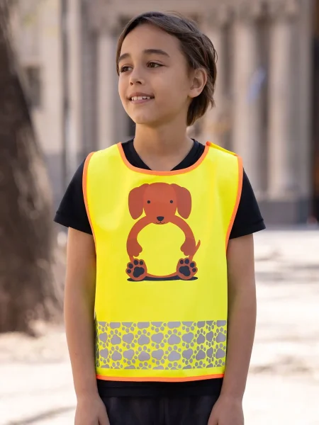 Gilet sicurezza bambino 120 g/m² personalizzabile Korntex Children's Safety Vest Funtastic Wildlife Dog