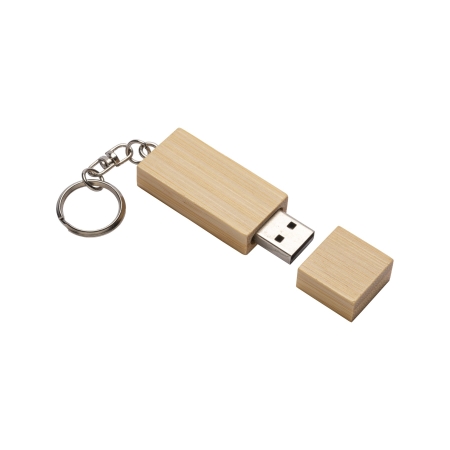 Chiavetta USB 4 Gb in legno con portachiavi in metallo