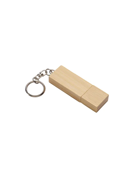 Chiavetta USB in legno 4 Gb con portachiavi in metallo