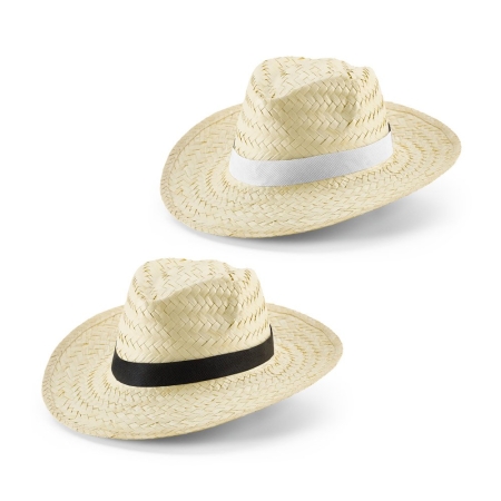Cappello in paglia naturale con nastro in poliestere