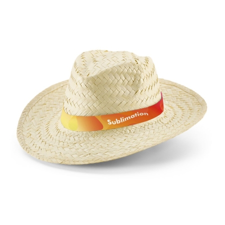 Cappello in paglia naturale con nastro sublimatico Edward Rib