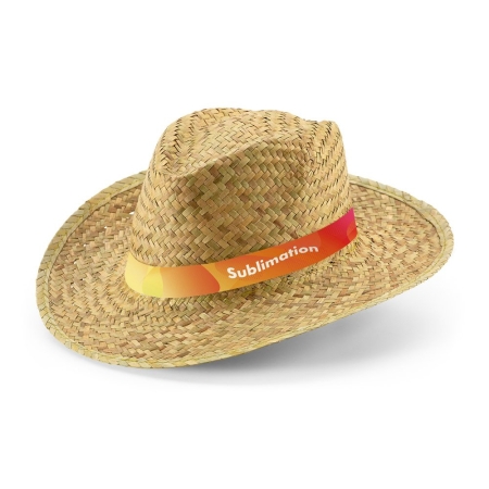 Cappello in paglia naturale con nastro sublimatico Jean Rib