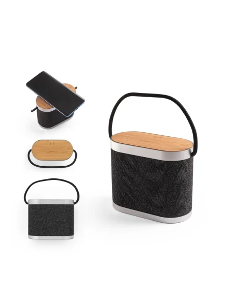 Altoparlante portatile da 5W con caricatore wireless in bambù e PET riciclato GUETTA
