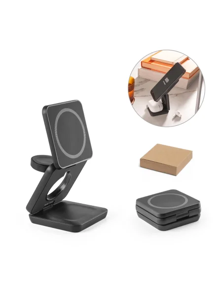 Caricatore wireless magnetico superveloce 3-in-1 da 15W in ABS riciclato BROGLIE
