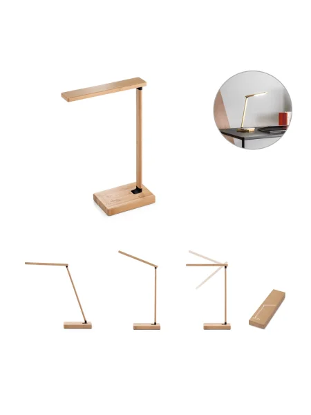 Lampada da tavolo pieghevole con caricatore wireless da 15W in bambù MOREY