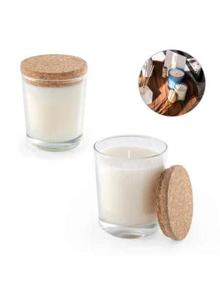 Candela aromatica in una coppa di vetro con coperchio in sughero 180 g ZEN 180.