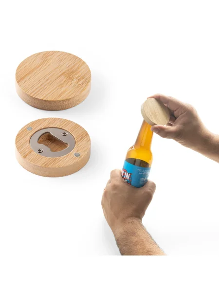 Sottobicchiere in bambù con apribottiglie AMCHUR