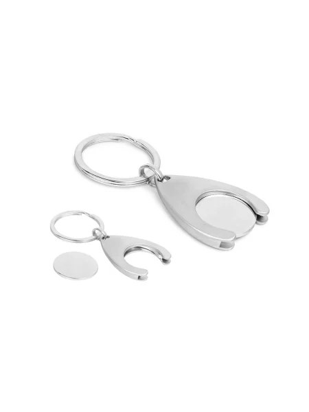 Portachiavi personalizzabile metallo con gettone spesa PORTHOS