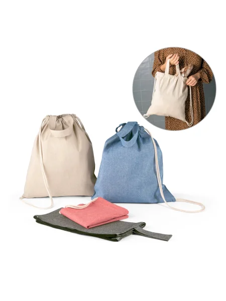 Zaino a sacca in cotone  e poliestere riciclati (140 g/m²) RISSANI
