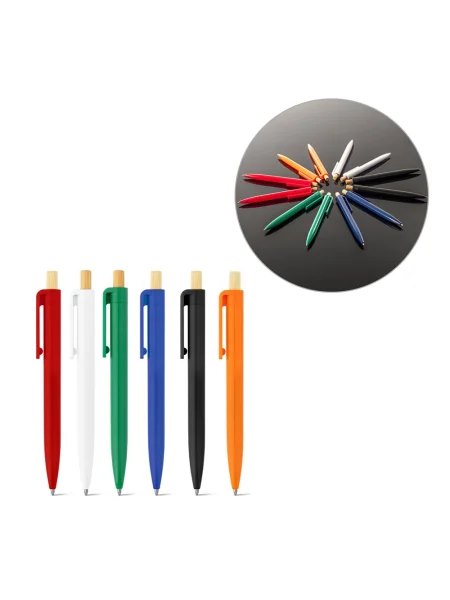 Penna a sfera in ABS riciclato con pulsante in bambù ZARA.