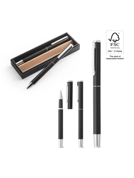 Set penna roller e penna a sfera in alluminio con clip LEAH