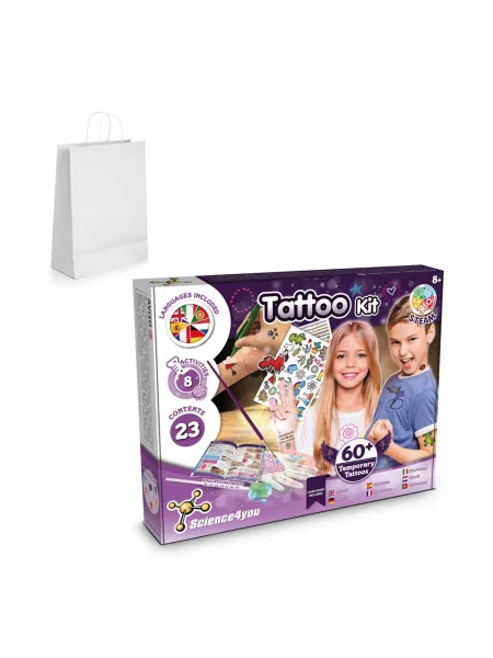 Gioco educativo fornito con un sacchetto regalo in carta kraft Tattoo Factory Kit II