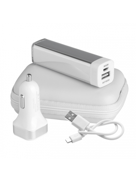 Set ricarica e powerbank 2600 mAh con custodia