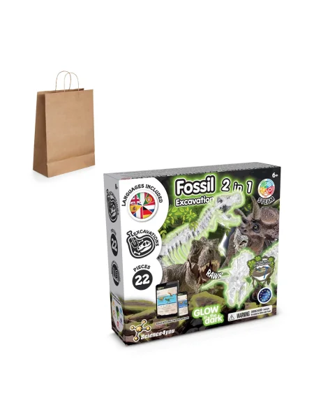 Gioco educativo sacchetto regalo in carta kraft (115 g/m²) 2 in 1 Fossil Excavation Kit III.