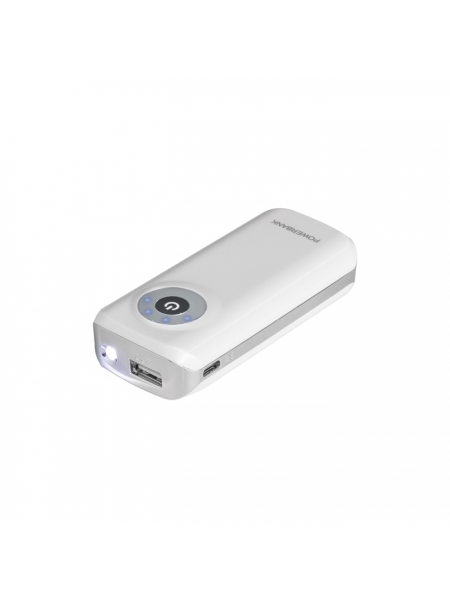 Powerbank 4000 mAh in plastica e metallo con torcia a led