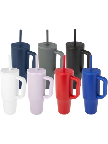 Bicchiere termico da 900 ml certificato RCS con cannuccia in silicone Brady