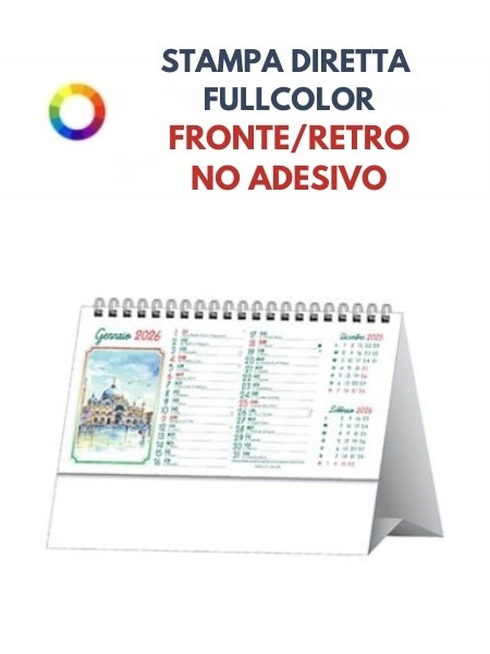 Calendario da scrivania personalizzato Acquerello Italiano 14,5 x 19 cm