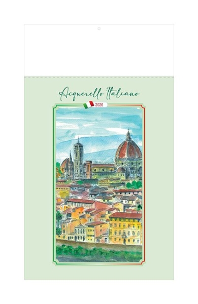 Calendario olandese illustrato personalizzato Acquerello Italiano 31 x 53 cm