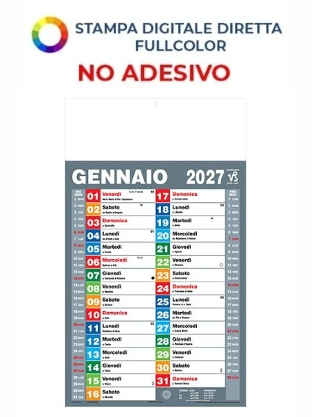 Calendario olandese personalizzato Gigante Color 31 x 53 cm