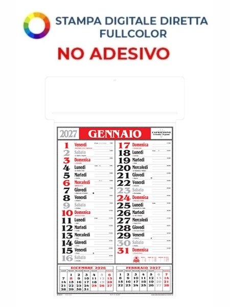 Calendario olandese Passafoglio personalizzato Maxi 39 x 61