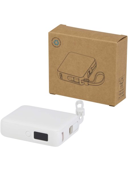 Power bank per tablet da 10.000 mAh con cavo Tipo-C in plastica riciclata Acrux