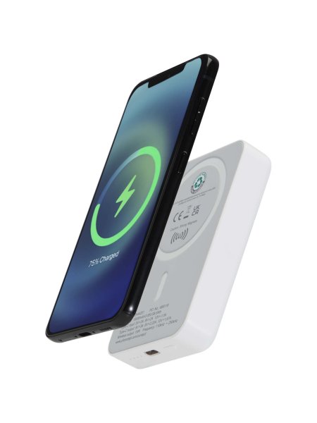 Power bank magnetico wireless da 10.000 mAh in plastica riciclata Acrab
