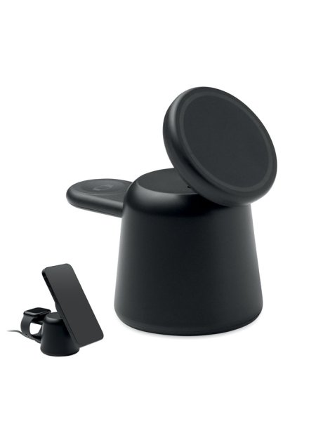 Stazione di ricarica 3 in 1 in ABS con caricatore wireless Simpa
