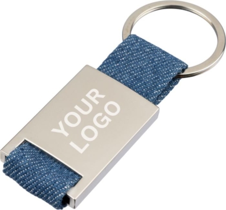 Portachiavi in denim e lega di zinco con anello in metallo Ori