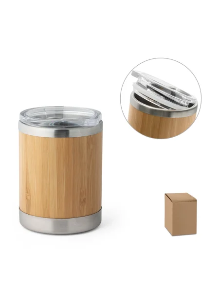 Bicchiere in acciaio inox e bambù 350 ml personalizzabile LYCKA