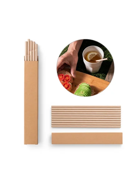 Set di 10 cannucce in carta kraft personalizzabile LAMONE