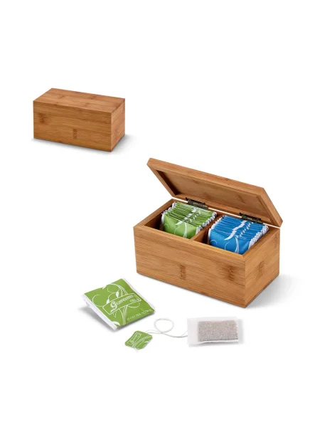 Scatola da tè in bambù personalizzabile 2 scomparti BURDOCK