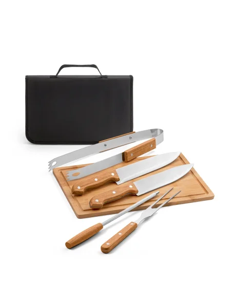 Set barbecue in bambù personalizzabile 6 pezzi FLARE
