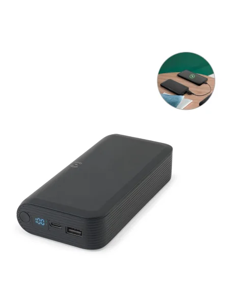 Power bank da 20'000 mAh in ABS riciclato con caricatore wireless BECKER 20
