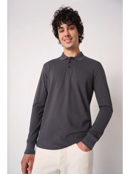 Polo uomo manica lunga in tessuto piqué