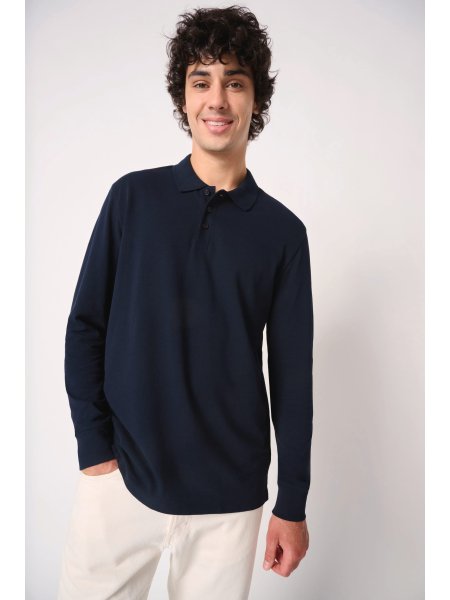 Polo piqué LSL uomo manica lunga in cotone traspirante
