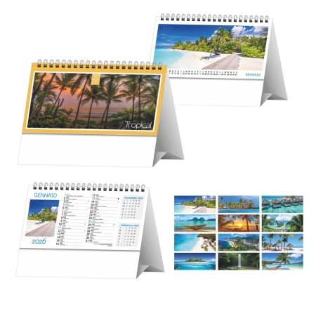 Calendario da tavolo personalizzabile Tropical 19 x 14,5 cm