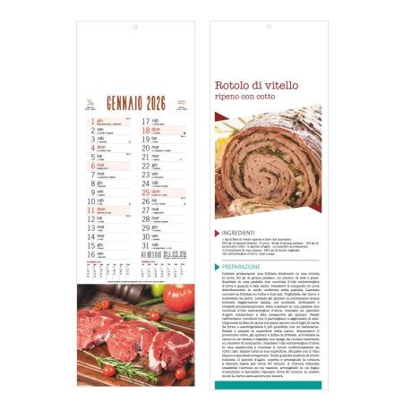 Calendario da parete personalizzabile Carne 14 x 47 cm