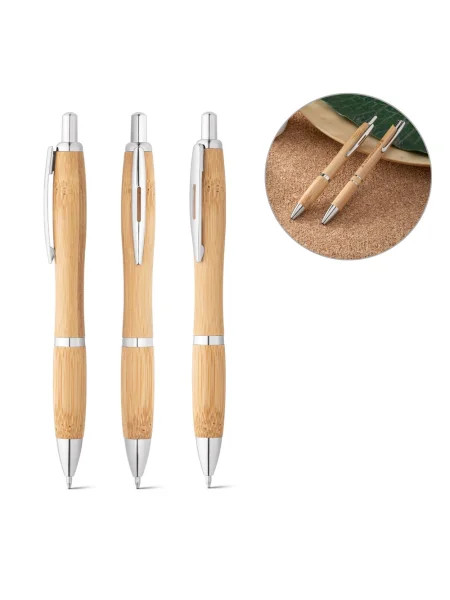 Penna personalizzabile bambù con dettagli metallo NICOLE