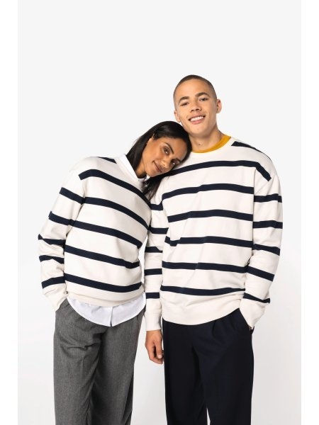 Felpa unisex ecosostenibile a righe girocollo e spalle spioventi personalizzabile Native Spirit