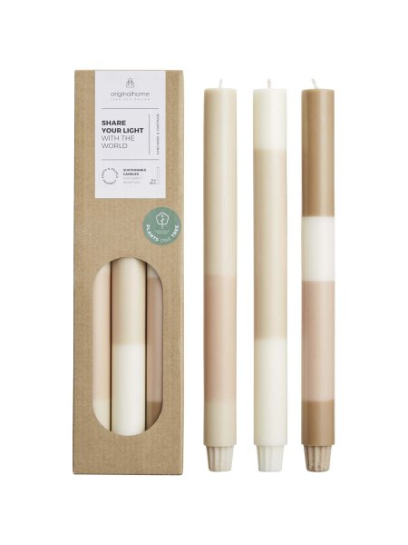 Set di 3 candele con effetto roccia calcarea stratificata Originalhome