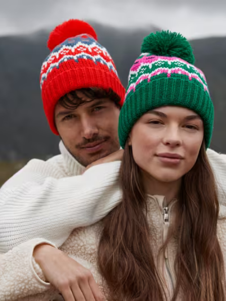 Berretto invernale con pon pon personalizzabile Beechfield Retro Ski