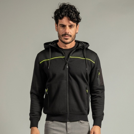 Felpa Tecnica con Cappuccio e Dettagli Giallo Fluo Oregon