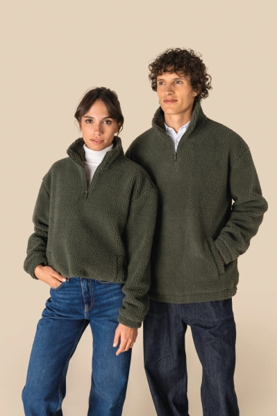 Felpa unisex 1/4 zip in sherpa con spalle spioventi personalizzabile Spasso