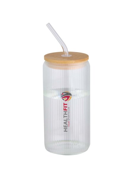 Contenitore a parete singola in vetro borosilicato coperchio in bambù da 500 ml Mirage