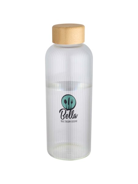 Borraccia a parete singola in vetro borosilicato con coperchio in bambù da 650 ml Mirage