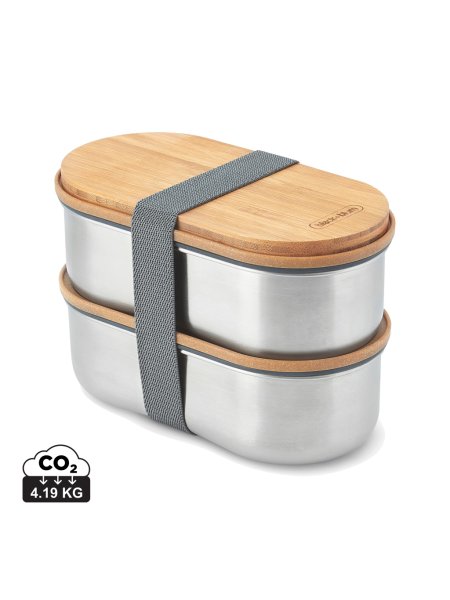 Bento box Double in acciaio inox e Bambù Black+Blum
